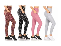 (4PK) Women's Active Leggings W/ Pockets