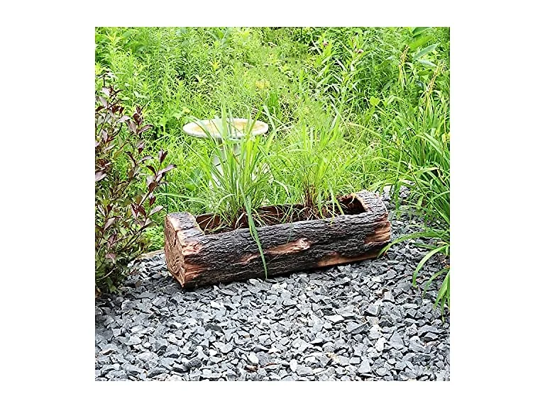 Sunnydaze 35-Inch Polyresin Rustic Log Planter