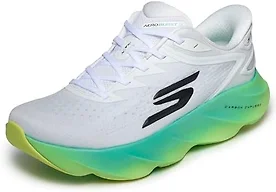 Skechers Men's Aero Burst Hands Free Slip-Ins Running Shoe, White/Multi, 7.5