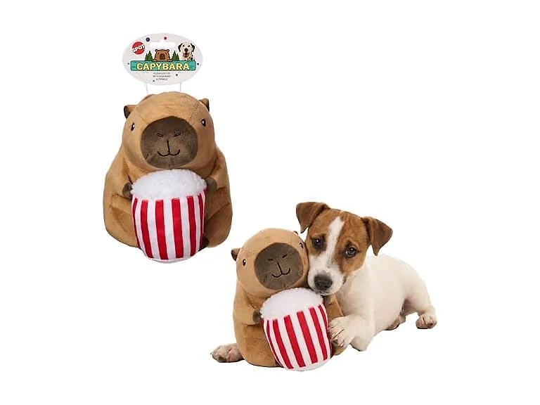 SPOT Capybara with Popcorn Plush Dog Toy, Soft Stuffed