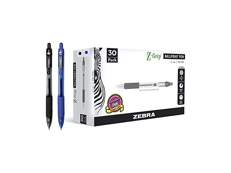 Zebra Pen Z-Grip Ballpoint Pen, Black/Blue Ink, 0.7mm, 30 Bulk-Pack