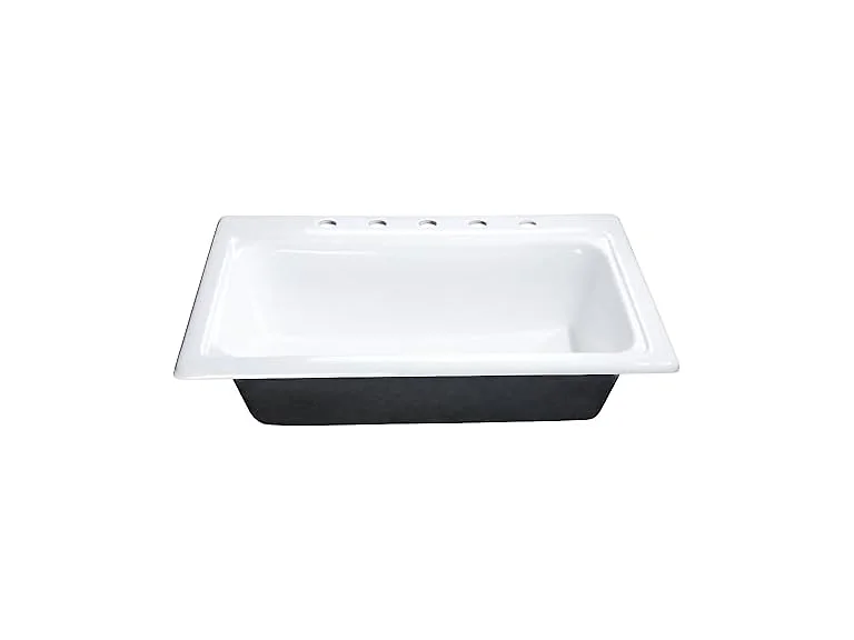 Kingston Brass Single Bowl Drop-In Kitchen Sink, White