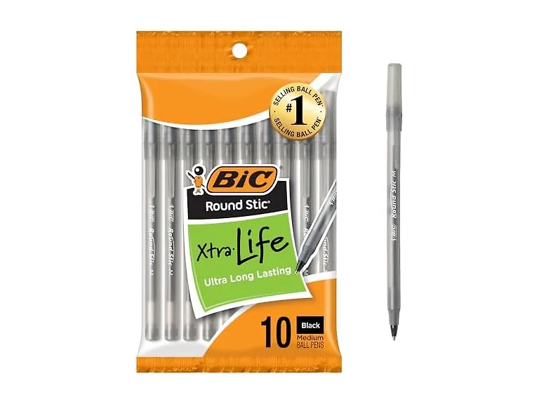 (3-Pack) BIC Round Stic Ballpoint Pens