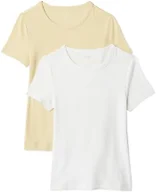 Amazon Essentials Women's Slim-Fit Short-Sleeve Crewneck T-Shirt, Pack of 2, Pastel Yellow/White, X-Large