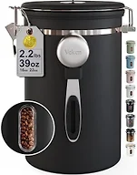 Veken Coffee Canister with Window, 39OZ Large Airtight Stainless Steel Jars