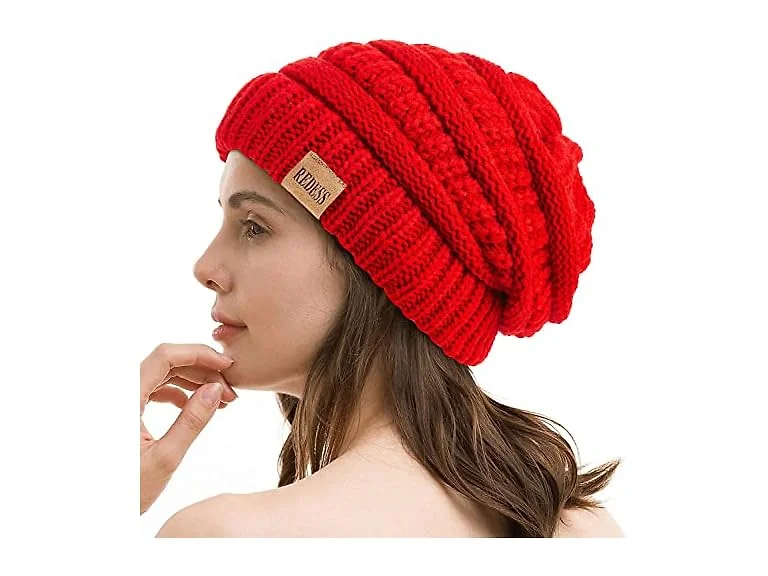 Redess (OS) Slouchy Beanie Hat Winter Cap B6 Red
