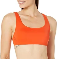 Amazon Essentials Women's Scoop Neck Swim Crop Top, Orange, X-Small