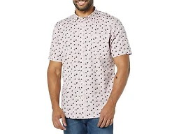 Amazon Essentials Men's Slim-Fit Short-Sleeve Poplin Shirt, Lavender Palm Leaf Print, Small