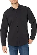 Amazon Essentials Men's Regular-Fit Long-Sleeve Solid Shirt, Washed Black, Small