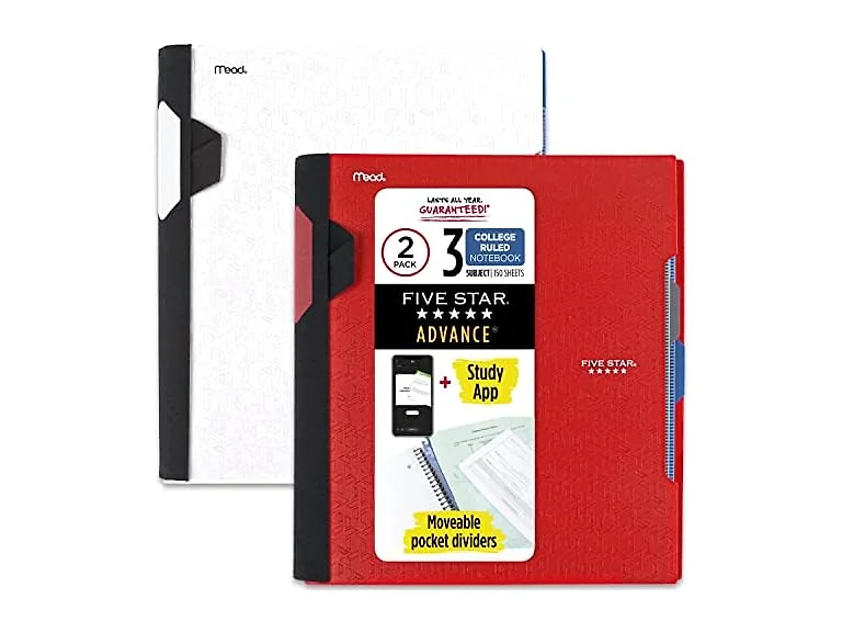 Five Star Advance Spiral Notebooks + Study App, 2 Pack