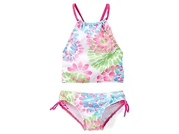 Kanu Surf Girls' Toddler Daisy Halter Tankini Beach Sport 2-Piece Swimsuit, neon Pink, 4T
