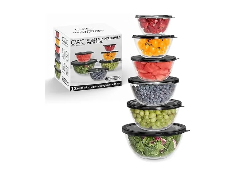12 Pc Glass Mixing Bowl Set