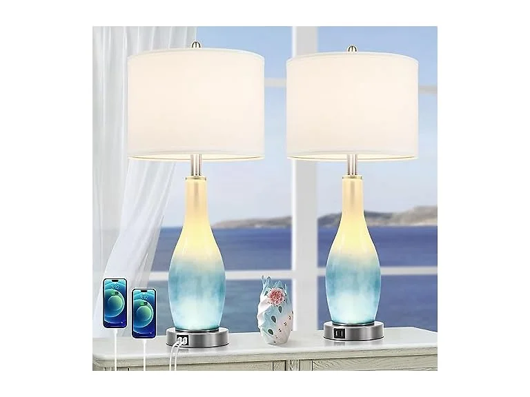 Tall Glass Table Lamps, Set of 2