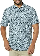 Amazon Essentials Men's Short-Sleeve Slim-Fit Stretch Poplin Shirt Shirt, Blue, Sketch Floral Print, Medium