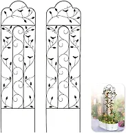 Idzo 60in 5ft 100% Metal Garden Trellises for Climbing Plants Outdoor, Heavy-Duty Steel Garden Trellis with Durable Powder Coating, Black