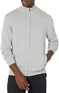 Amazon Essentials Men's Full-Zip Cotton Sweater, Ribbed Funnel Neck, Light Grey Heather, X-Small