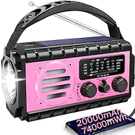 QAUYYW Solar Hand Crank Emergency Radio, 20000mAh AM FM NOAA Weather Radio