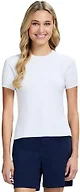 Izod Women's Short Sleeve Performance Stretch Sweater, Bright White Solid, XX-Large
