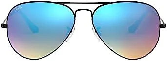 Ray-Ban RB3025 002/4O 62 62-14-135 Ray-Ban RB3025 Classic  Aviator Sunglasse Black/Brown Gradient  Mirror Blue
