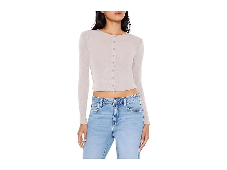 Forever 21 Women (M) Glitter Knit Button-up Top