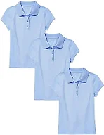 3PK Girls S S Stretch Pique Polo Shirt