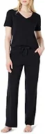 Amazon Essentials Women's Short Sleeve Soft Cotton Blend T-Shirt and Pant Sleepwear Set, Black, X-Large