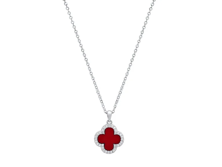 Red Clover, Moissanite Diamond Necklace