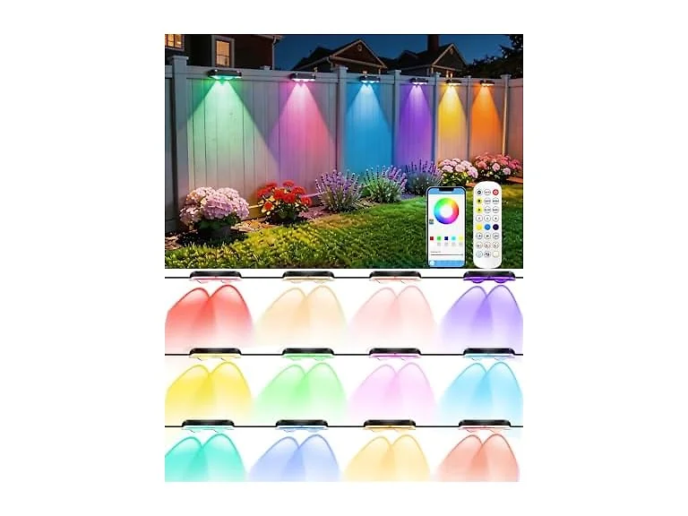 16 Pack RGB Outdoor Fence Lights