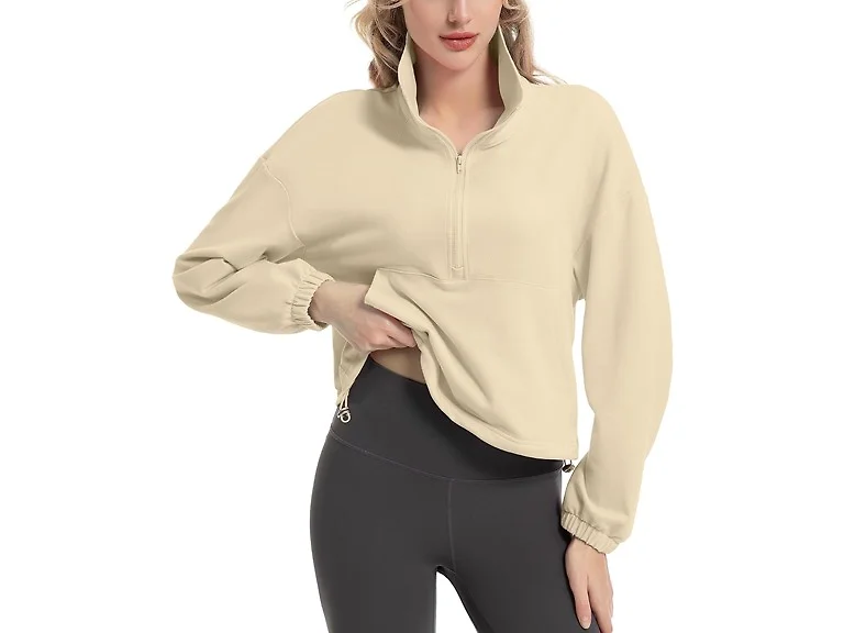 FKEEP Women (XL) Quarter Zip Collar Apricot