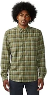 Mountain Hardwear Men's Big Cottonwood Long Sleeve Shirt, Combat Green Trailhead Plaid, Medium