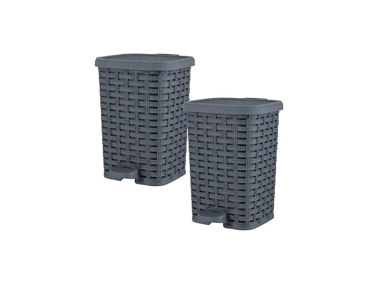 Superio Mini Trash Can with Foot Pedal Grey 6 QT 2 Pack