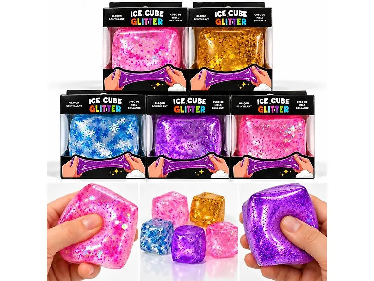 Squishy 2.2" Cube Sensory Toy Glitter
