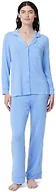 Amazon Essentials x Sofia Grainge Women's Stretch Modal Long-Sleeve Button-Front Top and Full-Length Bottom Pajama Set, Blue, X-Small