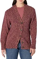Amazon Essentials Women's Oversized-Fit Multi-Color Heavyweight Button-Up Cardigan, Burgundy Marl, Large