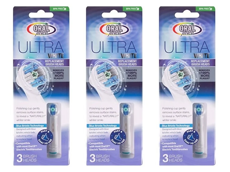 3-Pk Ultra White Brush Heads 3 Ct, Compatible w/Oral-B