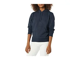 Amazon Essentials Women's Regular-Fit Midweight Fleece Pullover Hoodie with Kangaroo Pocket (Available in Plus Size), Navy Micro Cheetah, Small