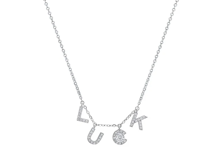 Diamond Luck Letter Pendant Necklace