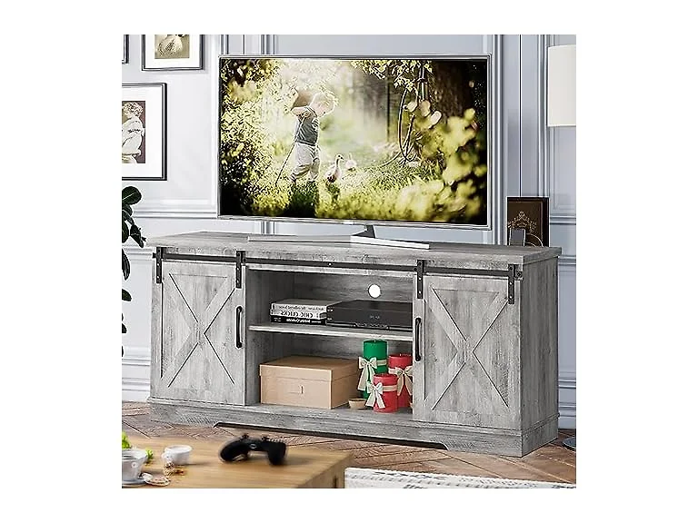 IDEALHOUSE TV Stand 65 White Barn Door