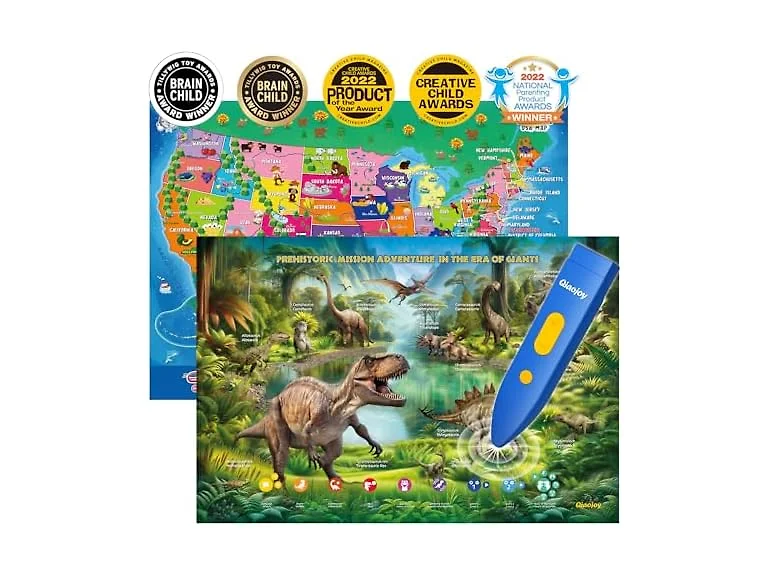 Interactive USA Map and Dinosaur Poster