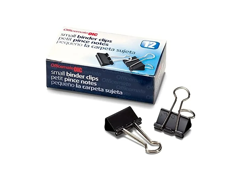 OIC® Binder Clips, Small, 3/4", Black, Box of 12
