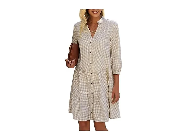 Cctoo Women (L) Summer Dresses Casual Dress Beige