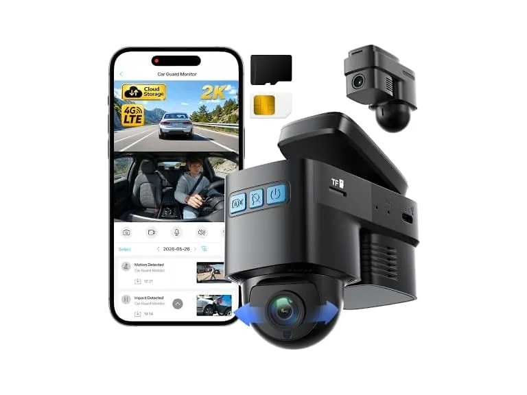 Topexplore 4G LTE Dash Cam Front+Inside