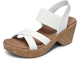 Skechers Women's BRYSTOL - NIGHT SKIES heel sandal, White 9 M