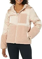 Amazon Essentials Women's Full-Zip Sherpa Fleece Hooded Puffer Jacket, Blush, Large