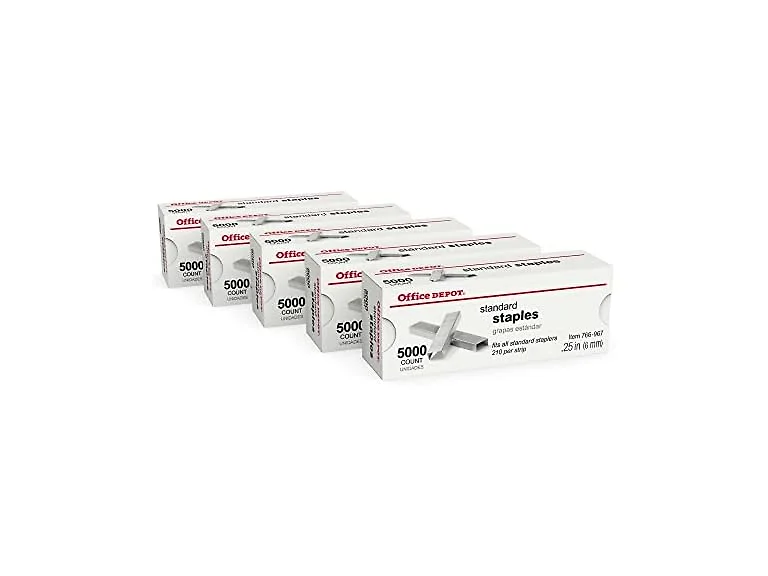 Office Depot Standard Staples, 1/4in., Pack of 5 Boxes, 2665