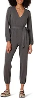 Amazon Essentials Women's V-Neck Knit Surplice Jumpsuit, Charcoal Heather, XX-Large