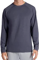 Gaiam Men’s Flow State Long Sleeve Crewneck Top, Standard Fit, Stretch Midweight Material, Cool Grey Heather, Small