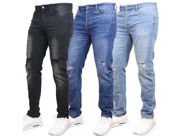 2Pk Asst Mens Stretch Ripped Jeans