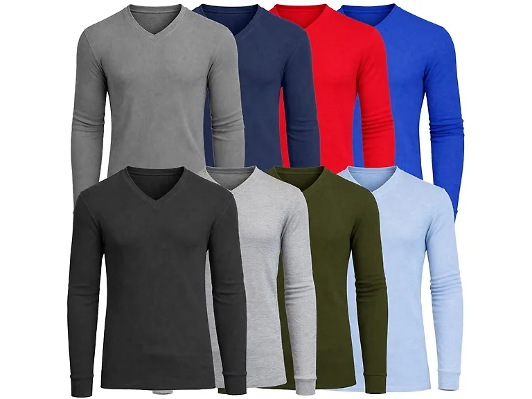 3Pk Mens L/S Thermal V-Neck Shirt