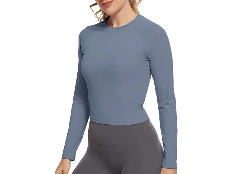 GGOV Women (S) Long Crop Workout Shirts Blue A